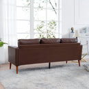 Small Sofa Couch 76.97 in . Brown 3 Seat Comfy Couches for Living Room, Mid Century Modern Couch with iron wood structure, Soft Cushion Sofa for Home/Office/Apartment
