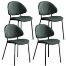 Set of 4 Upholstered PU Leather Dining Chairs Mid-Century Modern Dining Chairs with Curved Backrest for Dining Room Kitchen (Green)