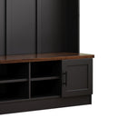 ON-TREND Versatile 3-in-1 Hall Tree with 6 Hooks, Farmhouse Walnut Storage Bench with Adjustable Shelves, 55'W Modern Entryway Coat Rack with Multiple Storage Space for Mudroom, Living Room, Black