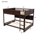 Queen Over Queen Bunk Bed with Built-in Storage Cabinets,Charging Station,Ladder,Safety Guardrails,Solid Pine Wood Bunk Bed,Brwon