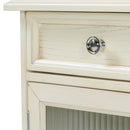 Multi-Functional 2-in-1 Vanity Desk with Flip-Top Mirror, White Oak, MDF Material, 46.5-Inch