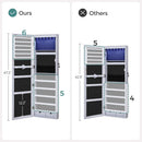 47.2 Inch Tall Lockable Jewelry Cabinet With Mirror Gray