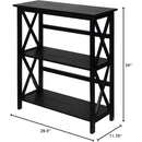 Montego 3 Shelf Bookcase Black Solid Wood Construction