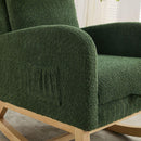 25.4"W Rocking Chair for Nursery, High Back Glider Chair with Retractable Footrest, Side Pocket, Rocking Accent Armchair with Rubber Wood Legs for Living Room/Bedroom.Green