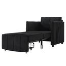 Upholstered Convertible Sleeper Sofa with 5-Position Backrest, Side Pockets, Storage, Black Chenille, 31.5'