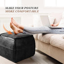 Genuine Full Grain Leather Ottoman Memory Foam Pouf Black