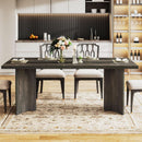 63 Inch Dark Gray Dining Table Farmhouse Rectangular