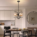 Black Sputnik Chandelier 4 Light Amber Glass Globes