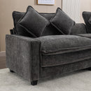 Modern Chenille Upholstered Sectional Sofa with Ottomans, USB Ports, Cup Holders, and Storage in Grey