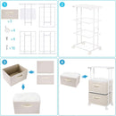 Beige Dresser Tower With 3 Drawers And Wood Top Fabric
