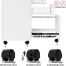 Three Drawer White Wood Mobile File Cabinet Under Desk Storage For Home Office Organization