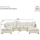 Comfy Cloud Couch Sectional  4 Seat Sofa with 2 Ottoman, Chenille Sofa Sleeper Deep Seat Sofa with Throw Pillows for Living Room(Beige White)