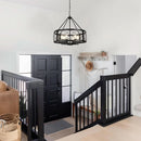 6 Light Black Rustic Drum Chandelier For Dining Room