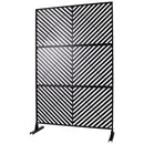 Outdoor & Indoor Privacy Screen Metal Privacy Screen 76' H×48' W, Freestanding Decorative Privacy Screen for Deck Balcony Patio, Privacy Fence Panels for Outside Lawn Garden PS113 BLACK