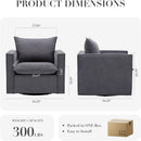 Charcoal Upholstered Swivel Accent Chair 34Inch Wide