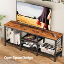 Rustic Brown TV Stand For 55 Inch With Open Storage Shelves