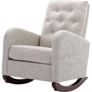 High Back Rocking Chair Nursery Chair .Comfortable Rocker Fabric Padded Seat .Modern High Back Armchair