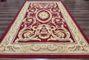 Burgundy Aubusson Rug 6x9, Vintage Wool Carpet
