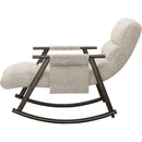 Casual folding rocking chair upholstered, lounge rocking chair adjustable high back and foot rest,side pockets placed in living room bedroom balcony