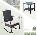 Three Piece Patio Furniture Set Outdoor Wicker Rocking Chairs With Glass Coffee Table Beige