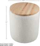Cream Textured Storage Ottoman Removable Lid Walnut