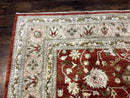 Pakistani Peshawar Rug 10x13, Burnt Orange, Large Handmade Wool Carpet