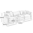 Mid-Century Modern Sectional Set of Two, 3-Seater & Single-Seater, Grey Corduroy, with Pillows