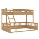 Twin XL over Queen Bunk Bed with Ladder and Guardrails, Natural
