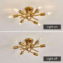 Gold Sputnik Chandelier Semi Flush Mount Ceiling Light
