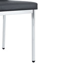 Luxury Simple Chair Set of 4 - High Resilience Dining Chair Black PU Material with Metal Silver Leg