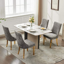 Rayon Cloth Flocking Chenille Dining Chairs Channel Kitchen Dinner Chair Comfy Fabric Upholstered Accent Chair for Dining Room with Golden Stainless Steel Plating Legs,Set of 2 (Gray), SW1647GY