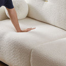 Lamb's wool 2-seater cushion sofa 90" comfortable sofa for living room Bedroom and other casual spaces Lamb's wool sofa with 2 cushions and 2 ball pillows. (BEIGE)two sets