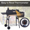 48" Steel Portable Backyard Charcoal BBQ Grill and Offset Smoker Combo with Wheels