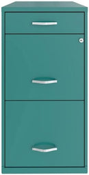 Turquoise Metal 3 Drawer Vertical Filing Cabinet Lockable 27.32 Inch Pre Assembled For Home Or Office