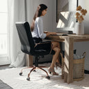 Whitney Mid Back LeatherSoft Desk Chair With Adjustable Height Black Rose Gold