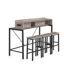 59 inch bar table, dining table, sofa table with power socket and LED light, 3 saddle stools, 4-piece bar table and chairs set for living room, dining room and kitchen
