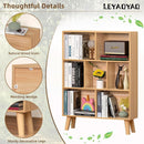 Wooden 7 Cube Bookshelf Natural Finish 3 Tier Freestanding