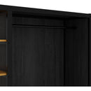 Full Size Floor Bed Frame with Wardrobe, Metal floor Bed with Storage Shelves, Black