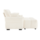 Modern Ergonomic Single Seater Sofa with Ottoman, High-Resilience Support, White Chenille