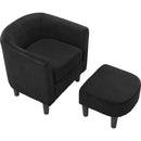 Modern Accent Chair,Upholstered Arm Chair Linen Corduroy Single Sofa Chair with Ottoman Foot Rest Comfy Armchair for Living Room Bedroom and Office,Black