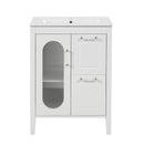 24' Bathroom Vanity with Sink, Bathroom Vanity Cabinet with Two Drawers and Door, Adjustable Shelf, Solid Wood and MDF, White (Old Sku:WF309411AAK)
