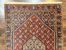 Persian Bidjar Rug 4x6, Handmade Oriental Carpet, Fine Weave, Herati Mahi Pattern, Vintage, Red, 300 KPSI