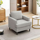 Mid Century Linen Grey Upholstered Accent Armchair