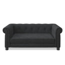Modern Elevated Dog Sofa Bed for Small and Medium Dogs, Comfortable Black Linen Pet Bed