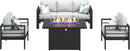Aluminum Outdoor Patio Sectional Set With Fire Pit Table