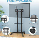 Rolling TV Stand 32-75 Inch With Height Adjustable Shelf