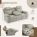 Grey Power Reclining Sofa With Fold Down Table Usb Type C