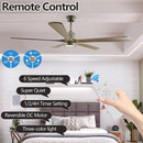 60" Modern Wood Ceiling Fan with Light and Remote Control,6-Speed Noiseless Reversible DC Motor, Ceiling Fan for Kitchen Dining Living Room