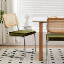 Dining Chairs Set of 2, Velvet Rattan Side Accent Chairs with Chrome Legs, Modern Mid Century Breuer Designed Chairs, Upholstered Dining Living Room Kitchen Chairs (Olive Green-2pcs)