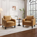 Brown PU Leather Accent Armchair With Removable Cushions
